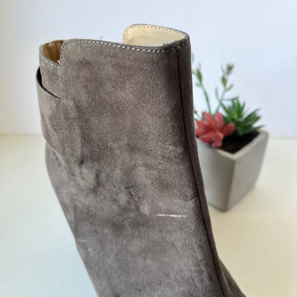 Zara Trafaluc Y2K Wedge Womens Ankle Boot 8.5 Faux Suede Neutral Edgy Streetwear - Picture 9 of 14